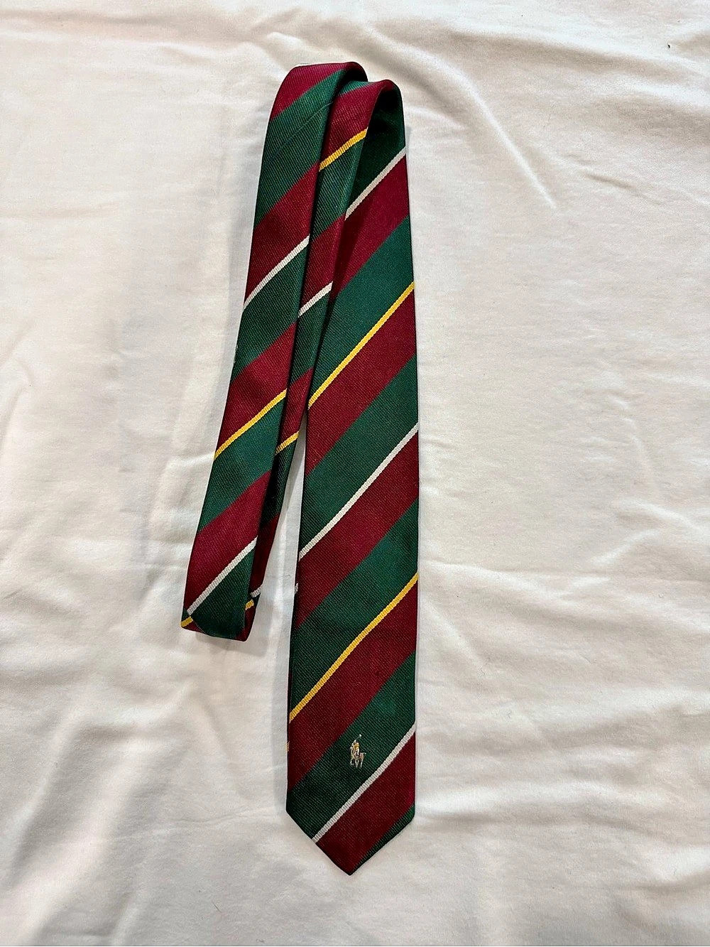 Vintage Polo Ralph Lauren 100% Silk Regimental Stripe Tie 52” Preppy